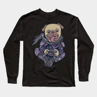 Pixel Gamer Pug - low-bit graphics - gift Long Sleeve T-Shirt